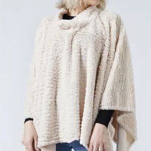 Faux Fur Cozy Cream Women's Shawl Sweater
